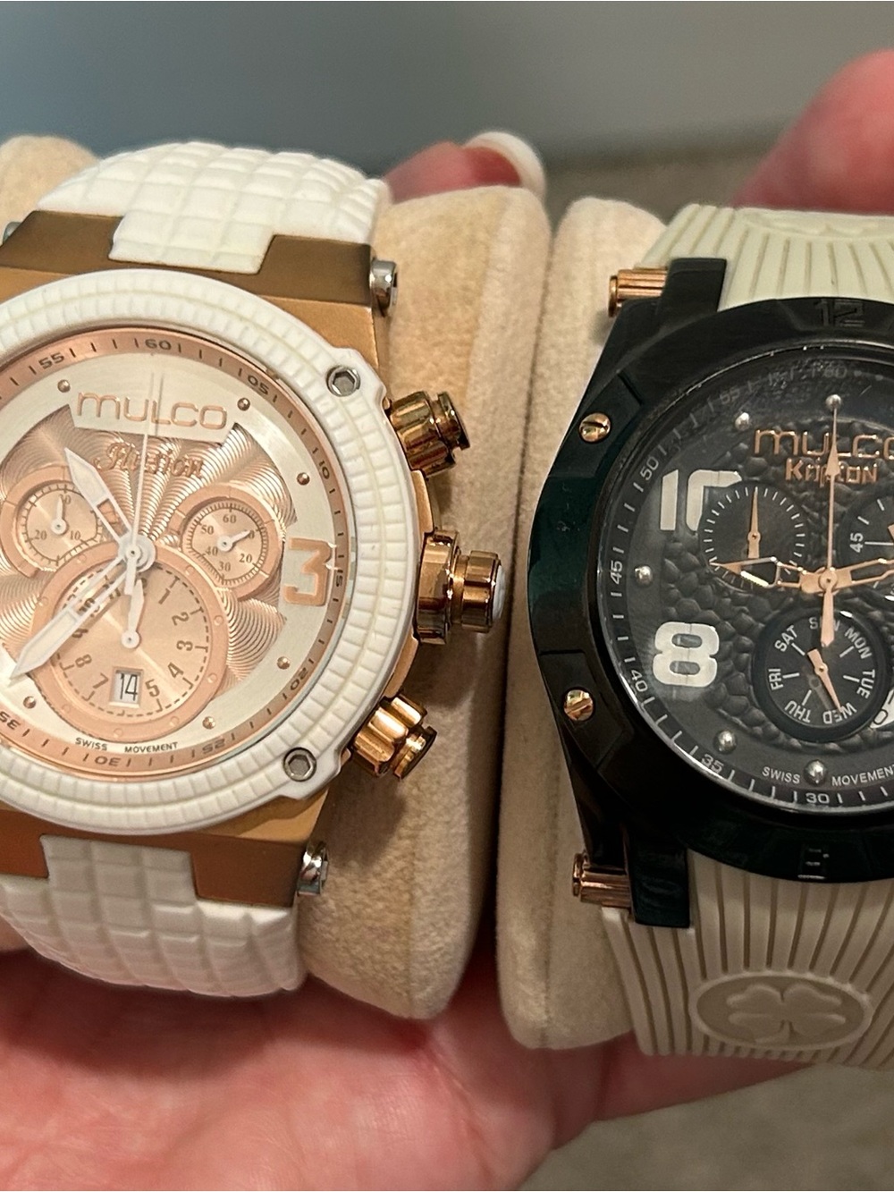 Mulco Men’s White and Rose Gold Multifunction Chronograph Watch
